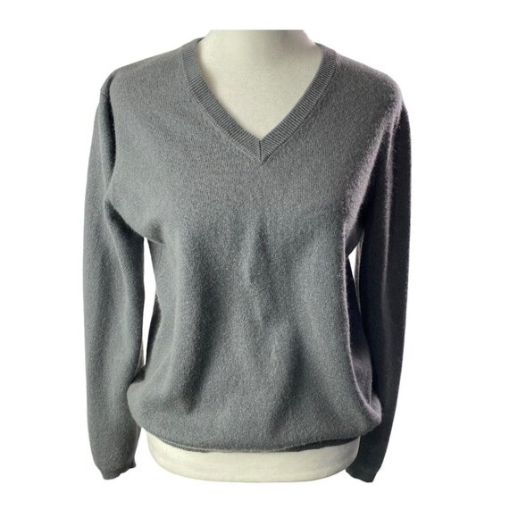 WILLIAM RANDALL Women Cashmere Silk Pullover Sweater Sz M Gray V Neck 17-6 - Picture 1 of 14